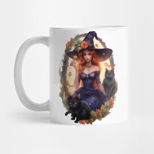 Witch And The Two Black Cats Mug